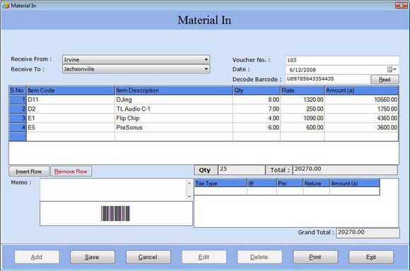 Barcode finance billing accounting software create company balance sheet records