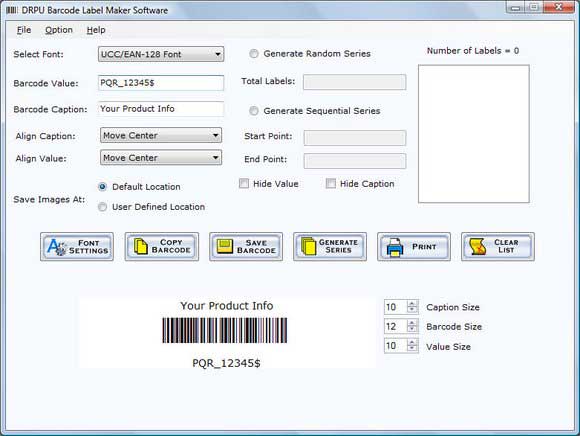 Screenshot of Barcode Reading Software