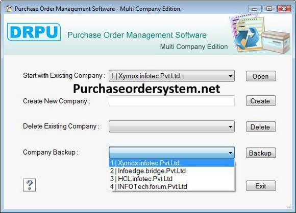 Screenshot of Purchase Order for Multi Company