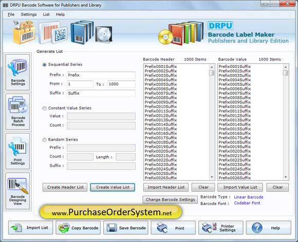 Publishing Industry Barcode Printer screen shot