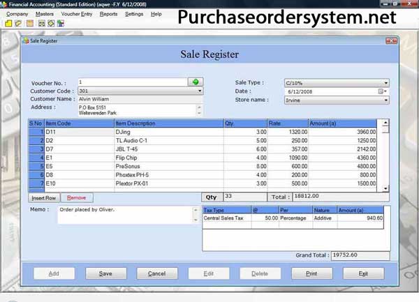 Screenshot of Accounting Software