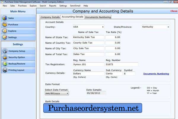 Screenshot of Company Purchase Order Organizer