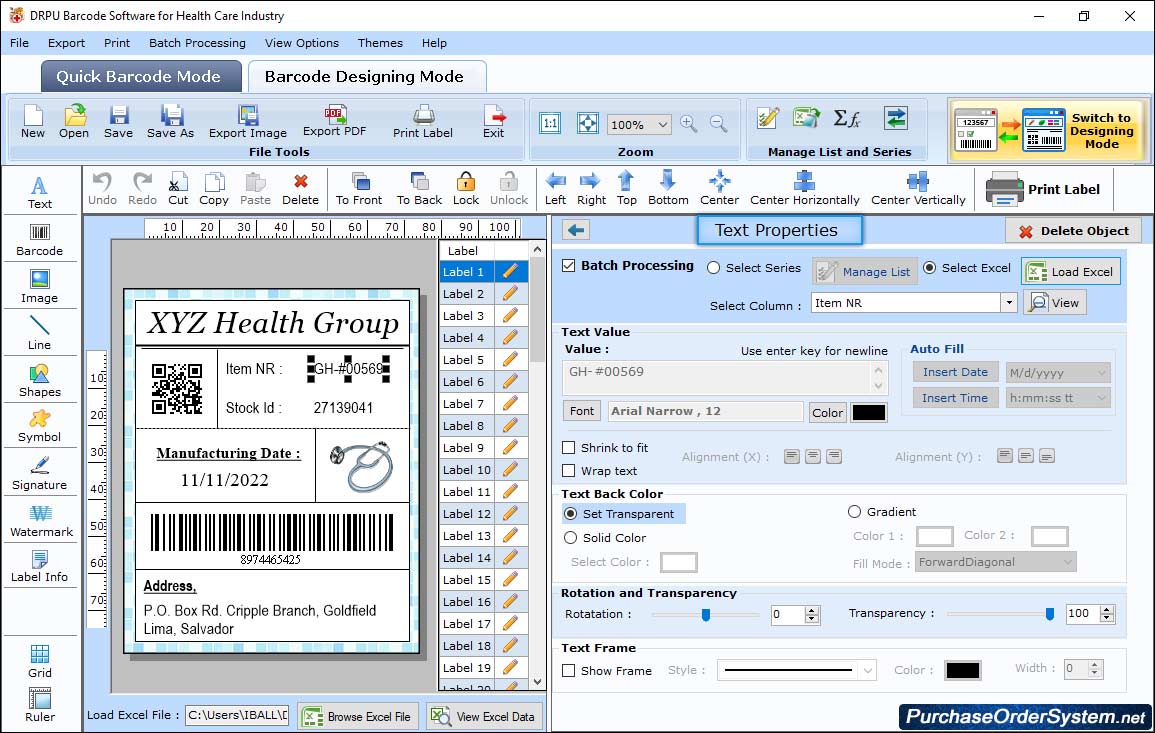 Barcode Label Maker Software - Healthcare Industry