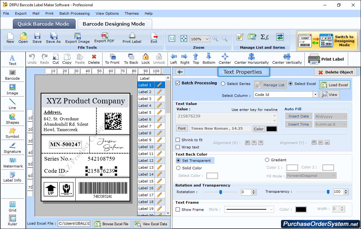 Barcode Label Maker Software (Professional)