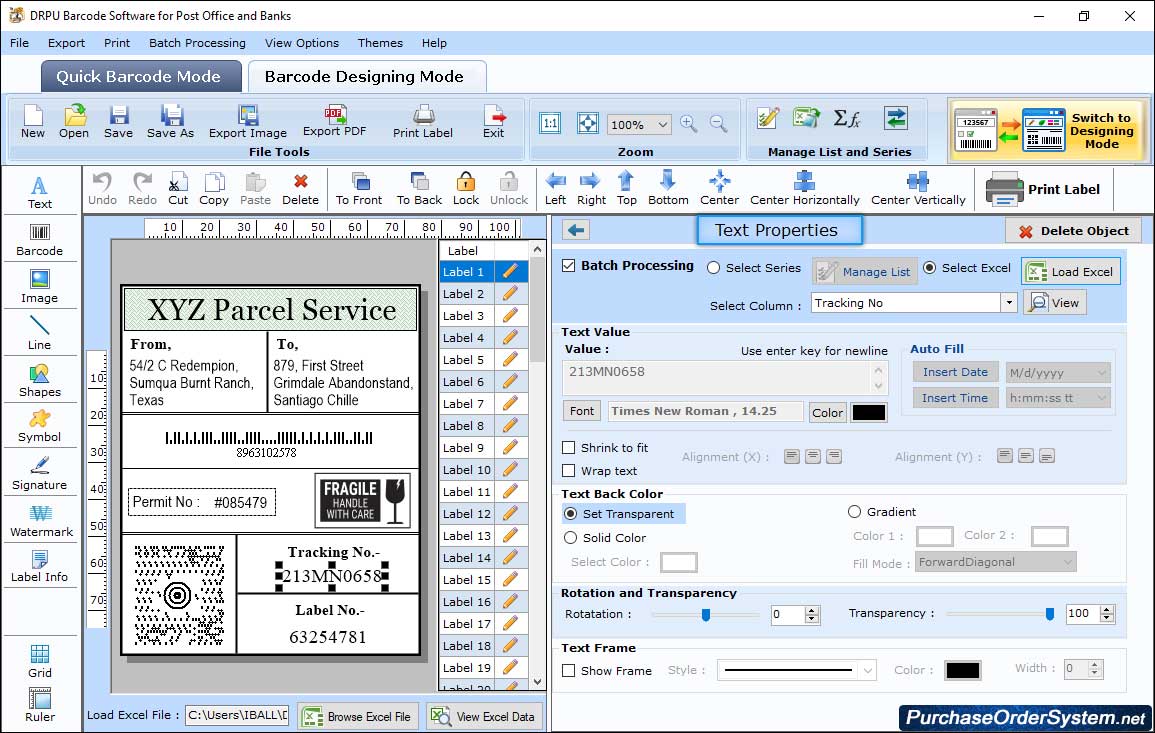 Barcode Label Maker Software - Post Office