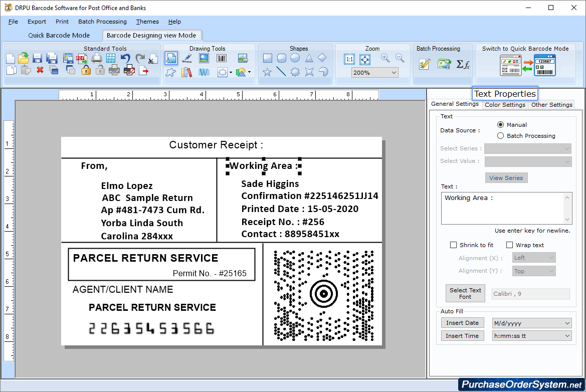 Barcode Label Maker Software - Post Office