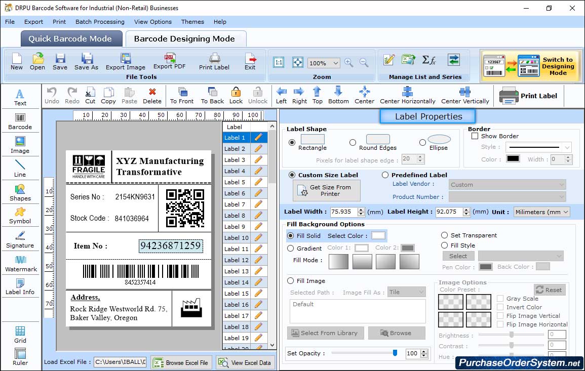 Barcode Label Maker Software - Manufacturing Industry