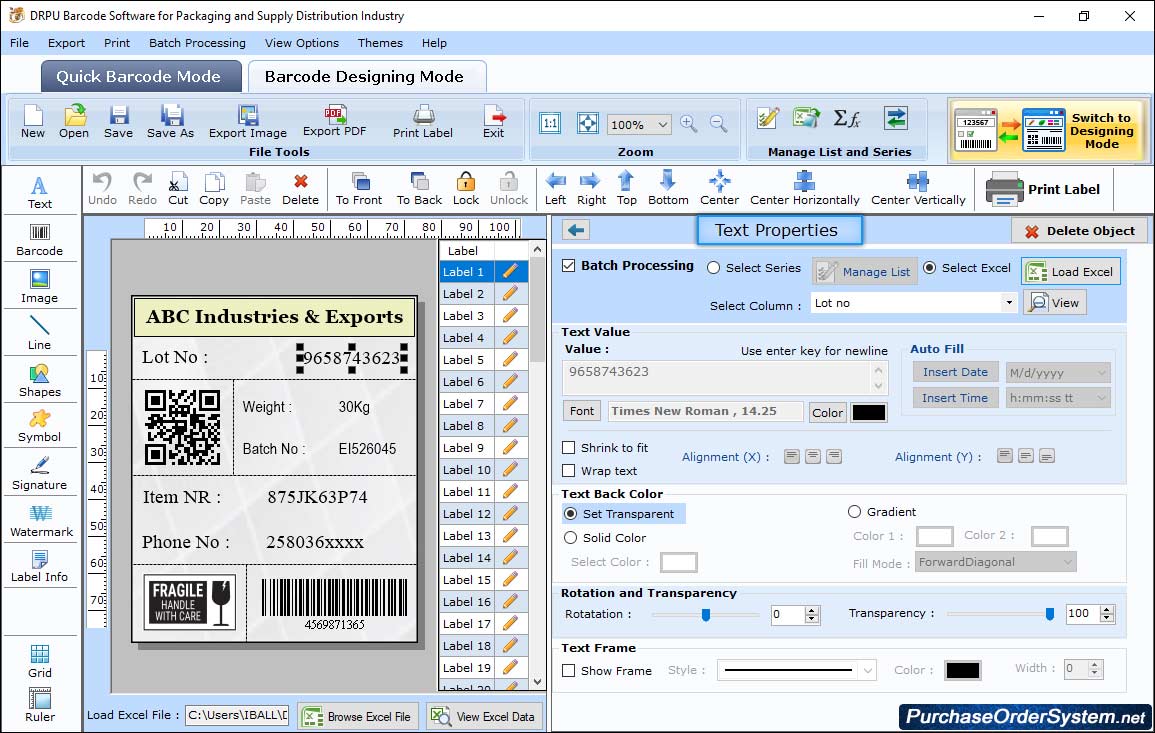 Barcode Label Maker Software - Packaging Industry