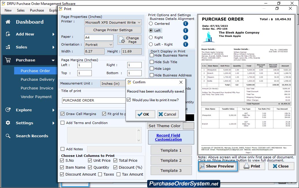 Puechase Order Details